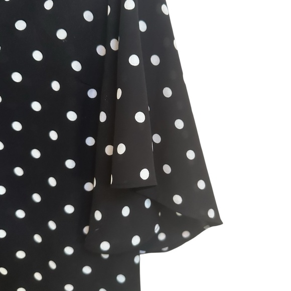 Express Black and White Polka Dot Blouse with Ruffle Sleeves in Women’s Large - Picture 5 of 7